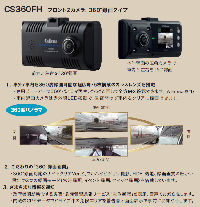 ＊360°録画タイプ　ドライブレコーダー＊